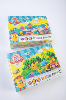 Тісто для ліпки, 12 кольорів, 300 г, стеки та формочки, Danko Toys